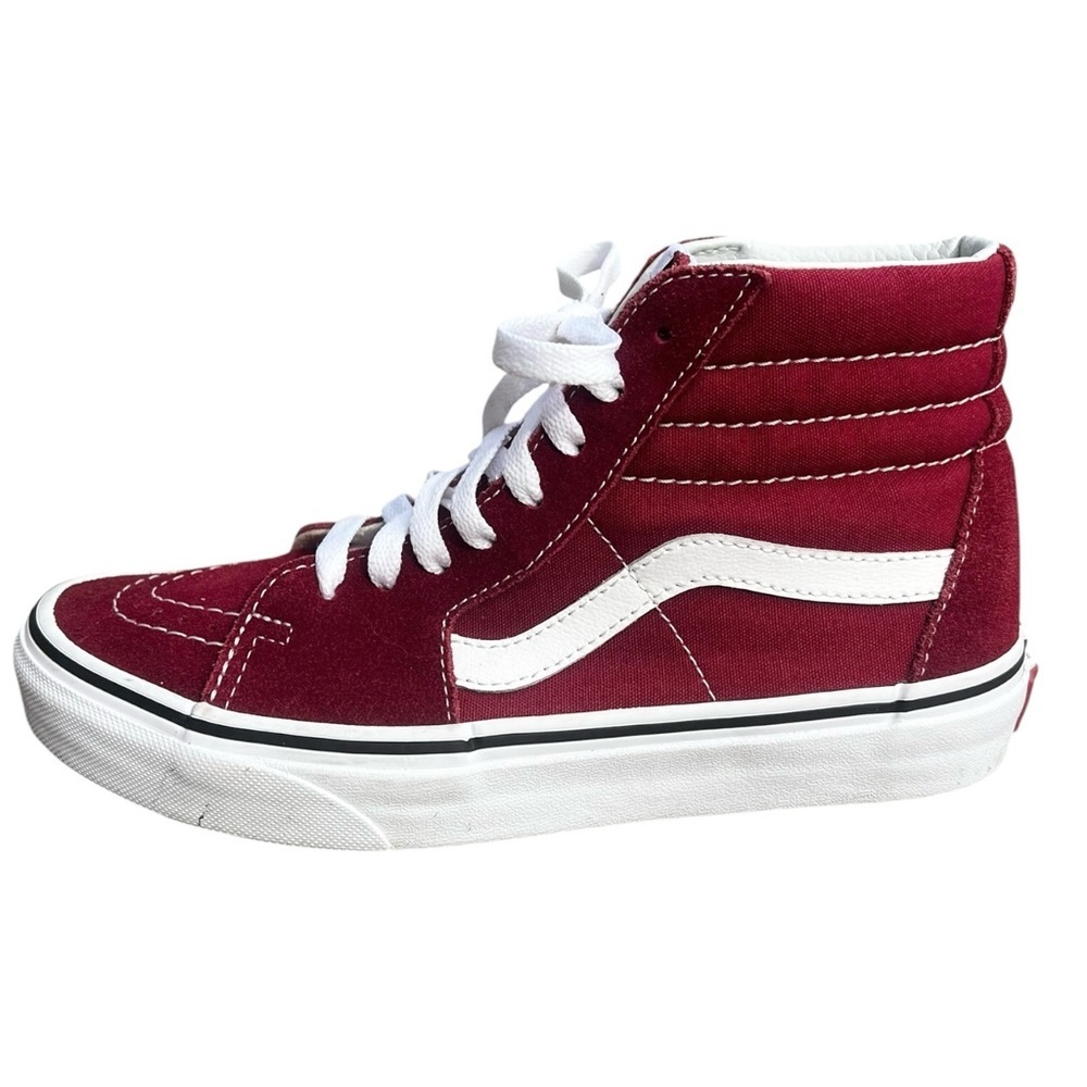 Vans Sk8-Hi Suede Maroon High-Top Sneakers with White Laces EUC 6.5W 5M